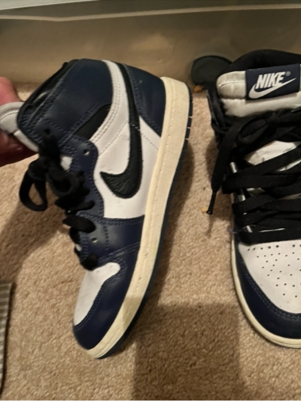 Nike Kids High-Top Sneakers in Navy, White, and Black Accent